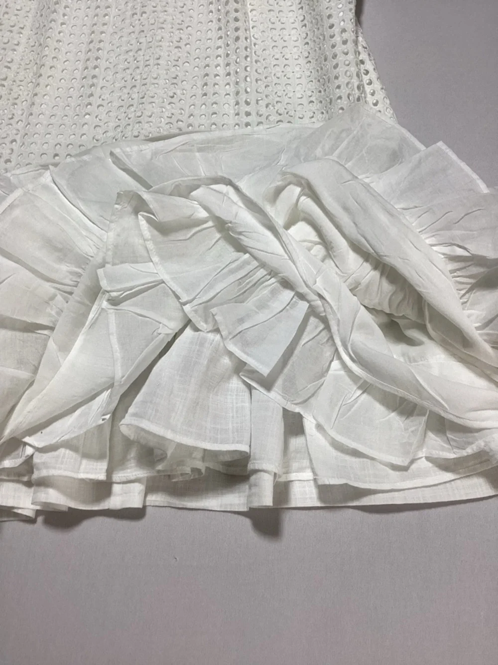 J. Crew White Eyelet Pleaded Hem Mini Dress